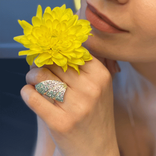 Сребърен пръстен с кристали от Sw®  SP658 Pasific Opal and Crystal