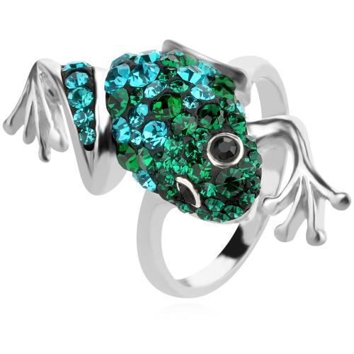 Сребърен пръстен с кристали от Sw®  SP716 Blue Zircon and Emerald