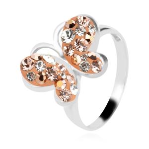 Сребърен Пръстен С Кристали От Sw® SP727 Peach Gold