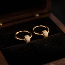 Златни обеци халки с бели циркони Златни обеци халки с бели циркони