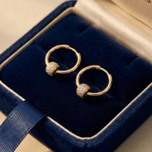 Златни обеци халки с бели циркони Златни обеци халки с бели циркони