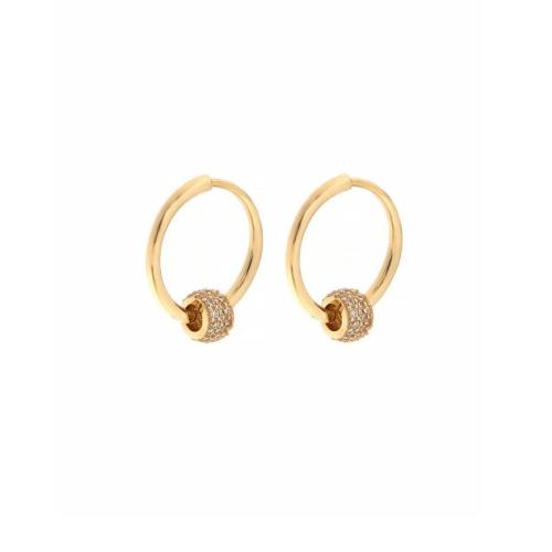 Златни обеци халки с бели циркони
