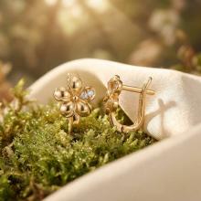 Детски златни обеци Цветенца