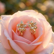 Детски златни обеци Цветенца