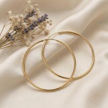 Големи златни обеци халки 70 мм Големи златни обеци халки 70 мм