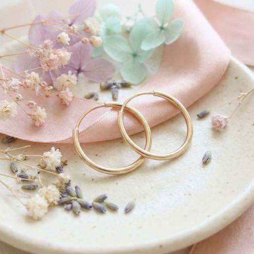 Детски златни обеци халки 9мм