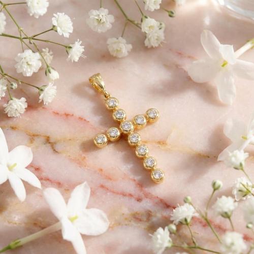 Златно кръстче с циркони