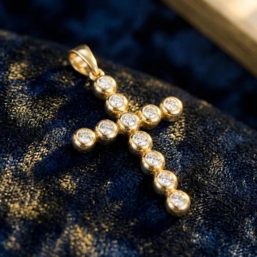 Златно кръстче с циркони