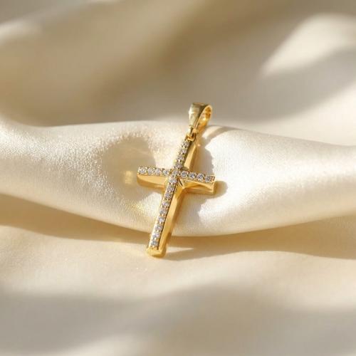 Златно кръстче с циркони