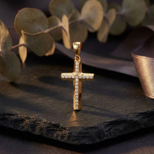 Златно кръстче с циркони
