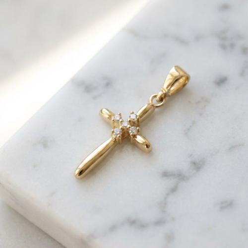 Златно кръстче с циркони