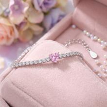 Бяла тенис гривна Pink Heart