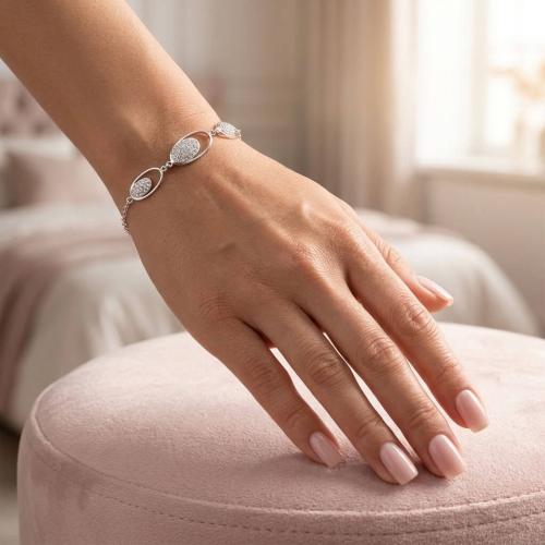 Сребърна гривна с кристали от Sw® SG402 Crystal
