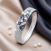 Сребърна гривна с кристали от Sw® SG417 Crystal and Steel Drops