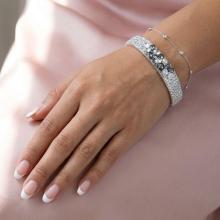 Сребърна гривна с кристали от Sw® SG417 Crystal and Steel Drops