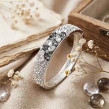 Сребърна гривна с кристали от Sw® SG417 Crystal and Steel Drops