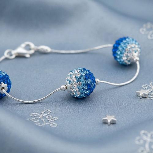 Сребърна Гривна С Кристали От Sw® SG419 Sapphire, Light Sapphire and Light Azore