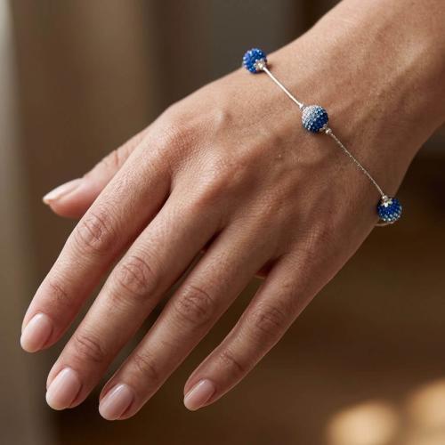 Сребърна Гривна С Кристали От Sw® SG419 Sapphire, Light Sapphire and Light Azore