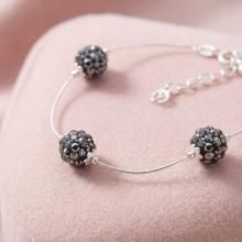 Сребърна Гривна С Кристали От Sw® Mauritius Hematite