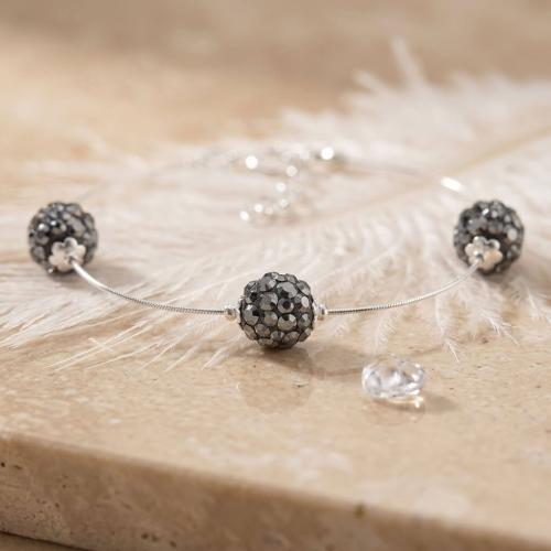 Сребърна Гривна С Кристали От Sw® Mauritius Hematite
