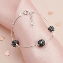 Сребърна Гривна С Кристали От Sw® Mauritius Hematite