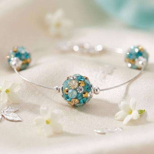 Сребърна гривна Mauritius с кристали от Sw® Blue Zircon and Golden Shadow