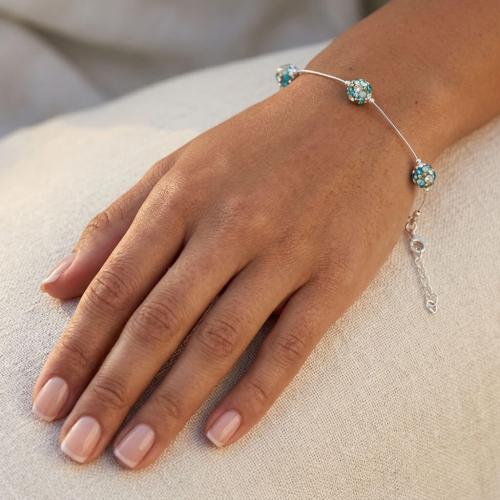 Сребърна гривна Mauritius с кристали от Sw® Blue Zircon and Golden Shadow