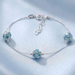 Сребърна гривна Mauritius с кристали от Sw® Deep Blue