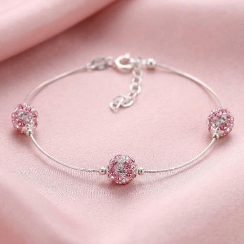 Сребърна гривна Mauritius с кристали от Sw® Rose Shade