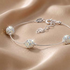 Сребърна гривна Mauritius с кристали от Sw® AB Crystal