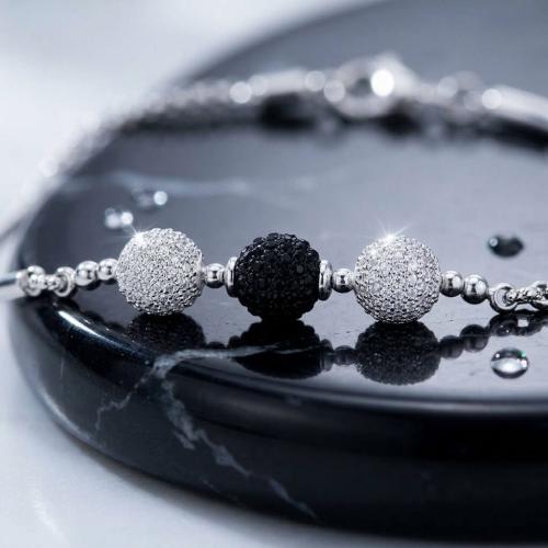 Сребърна гривна с кристали от Sw® SG421 - Crystal and Jet