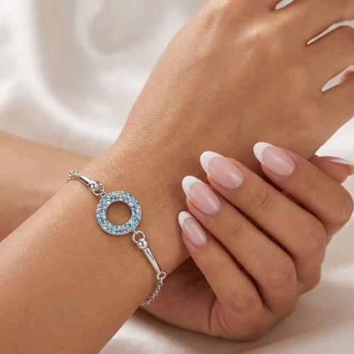Сребърна гривна Ring с кристали от Sw® Deep Blue
