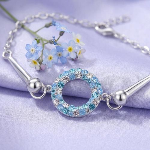 Сребърна гривна Ring с кристали от Sw® Deep Blue