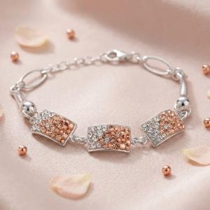 Сребърна гривна с кристали от Sw® SG429 Peach Gold