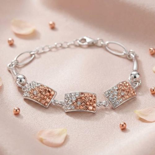 Сребърна гривна с кристали от Sw® SG429 Peach Gold