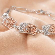 Сребърна гривна с кристали от Sw® SG429 Peach Gold Сребърна гривна с кристали от Sw® SG429 Peach Gold