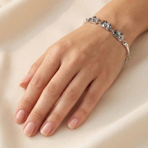 Сребърна гривна с кристали от Sw® SG429 Steel Drops