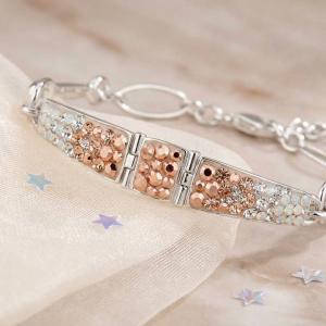 Сребърна гривна с кристали от Sw® SG430 White Opal And Rose Gold