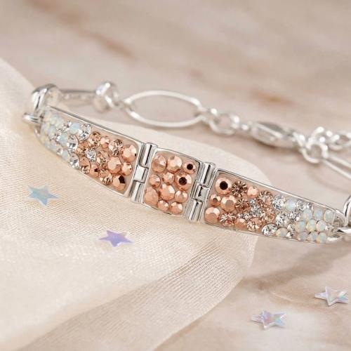 Сребърна гривна с кристали от Sw® SG430 White Opal And Rose Gold