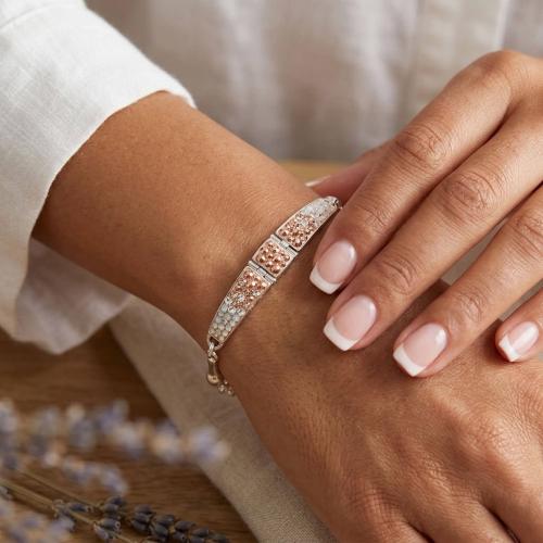 Сребърна гривна с кристали от Sw® SG430 White Opal And Rose Gold