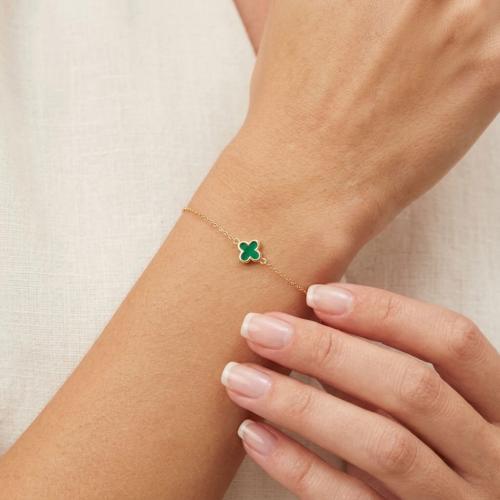 Златна гривна Green Clover детелинка