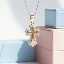Сребърен кръст с 9К злато Божествена светлина Сребърен кръст с 9К злато Божествена светлина