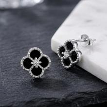 Сребърни обеци с черен оникс One Cleef
