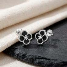 Сребърни обеци с черен оникс One Cleef