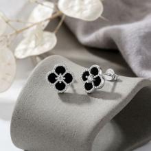 Сребърни обеци с черен оникс One Cleef