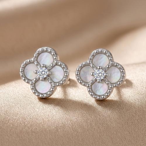Сребърни обеци със седеф One Cleef