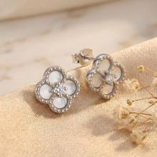 Сребърни обеци със седеф One Cleef