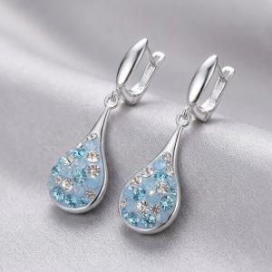 Сребърни обеци Lea с кристали от Sw® Deep Blue