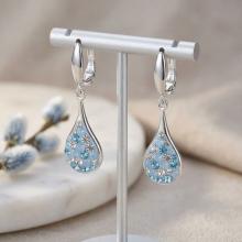 Сребърни обеци Lea с кристали от Sw® Deep Blue