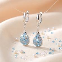 Сребърни обеци Lea с кристали от Sw® Deep Blue